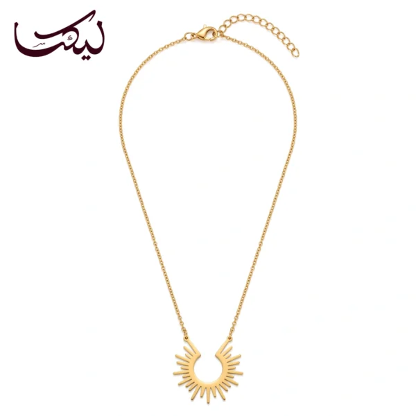 A graceful half-sun motif designed to bring subtle radiance to the neckline.