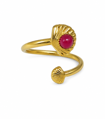 An ocean-inspired ring accented with a vibrant red stone for a distinctive finish.