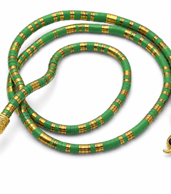 A bold snake-inspired choker finished in rich green for a striking statement.