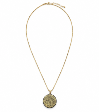 A meaningful round pendant design combining spiritual symbolism with refined elegance.