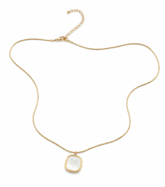 A delicate necklace featuring a playful square white detail for modern charm.
