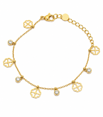 Gold Clover Gemstone Bracelet