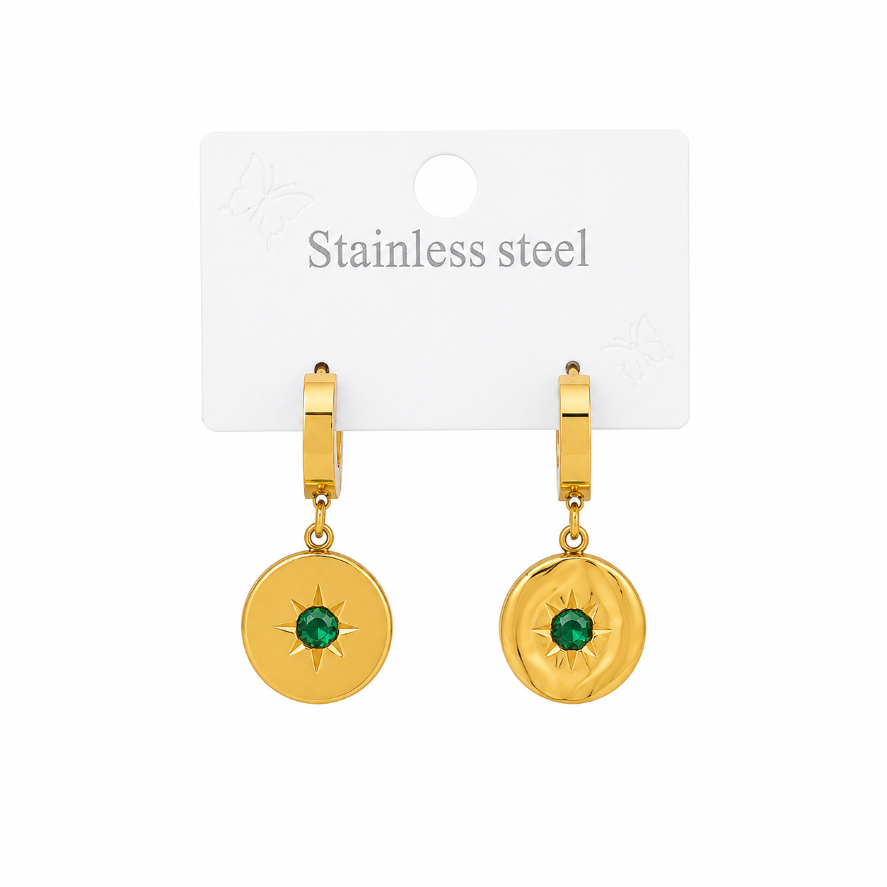Green Stone Round Earrings