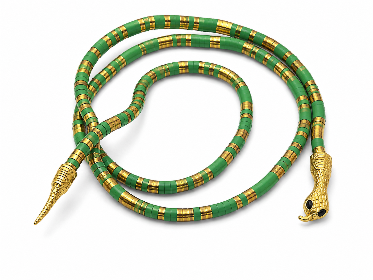 A bold snake-inspired choker finished in rich green for a striking statement.