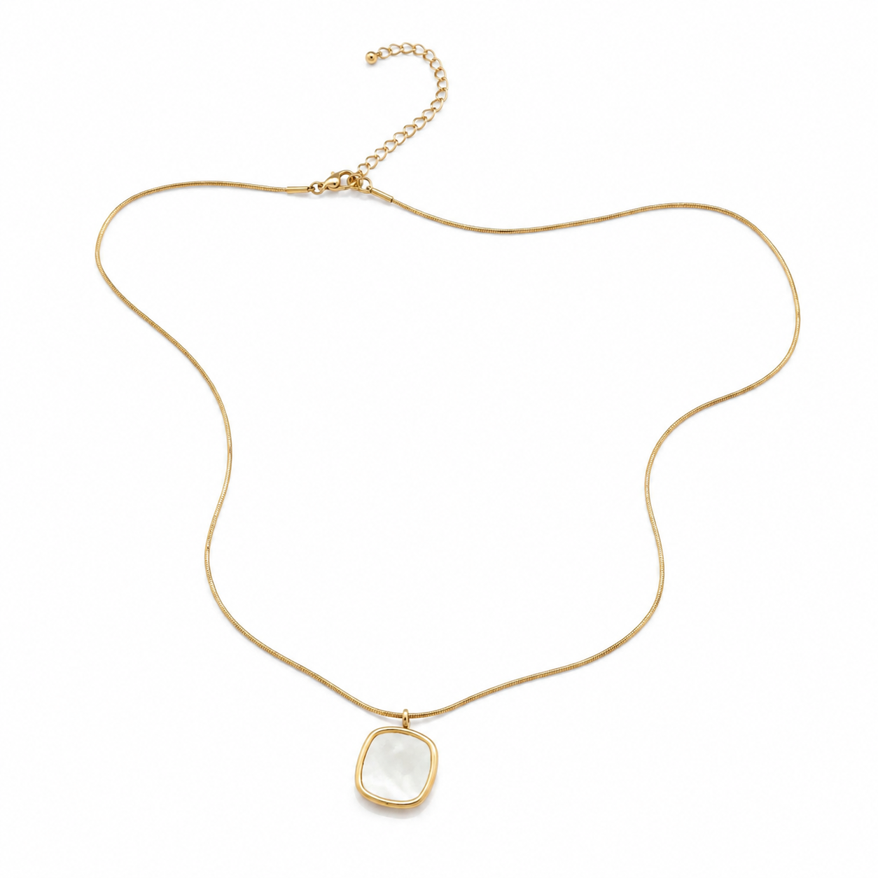 A delicate necklace featuring a playful square white detail for modern charm.