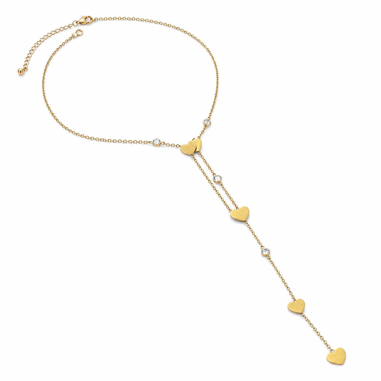 A refined chain decorated with petite sparkling hearts for a romantic touch.