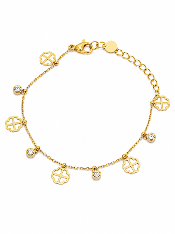 Gold Clover Gemstone Bracelet