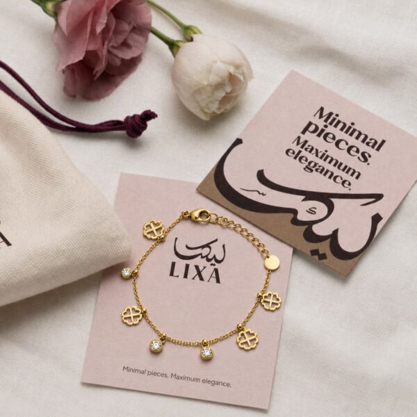 Gold Clover Gemstone Bracelet